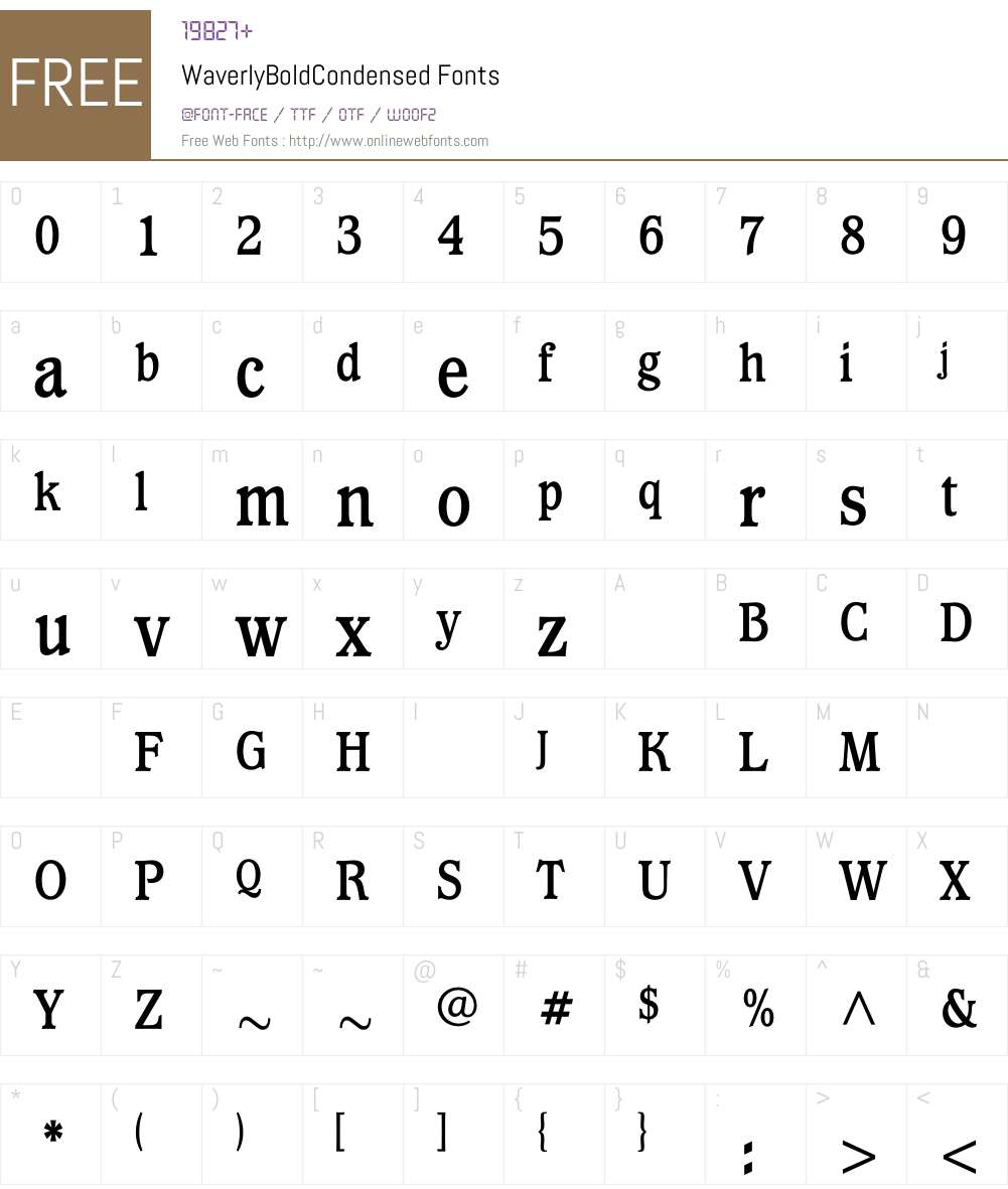 WaverlyBoldCondensed Font Screenshots