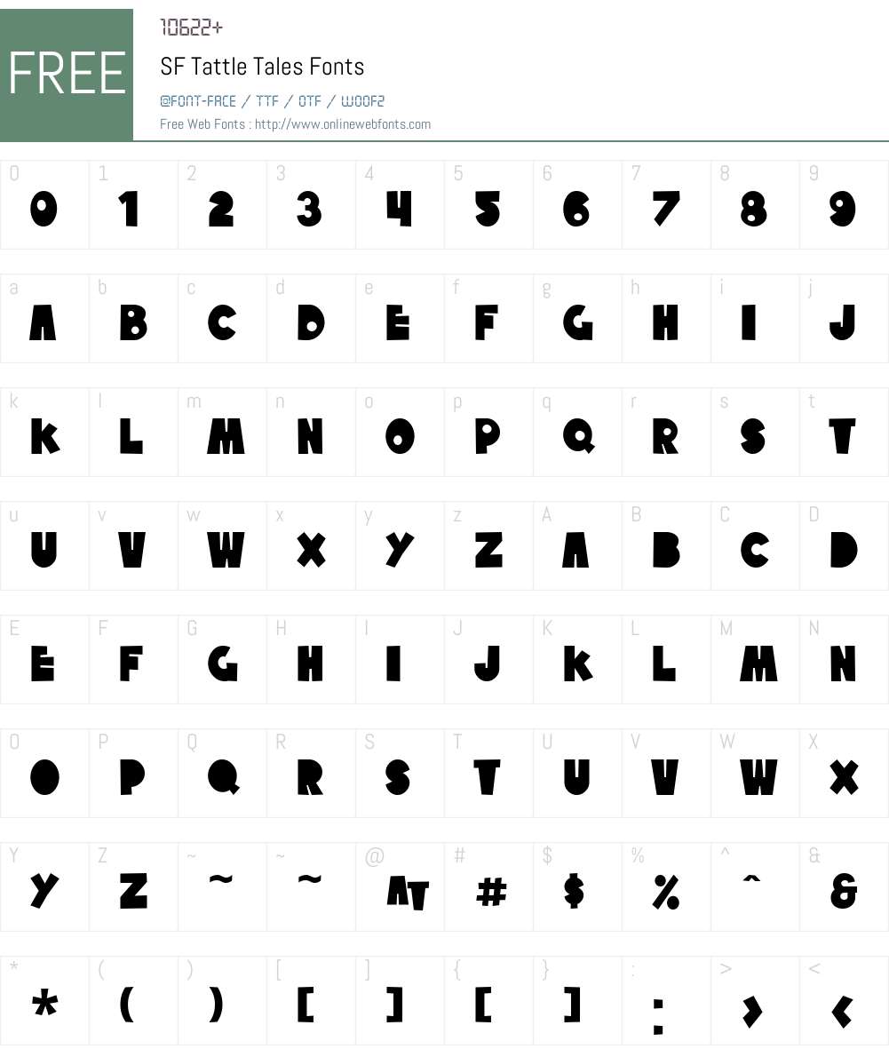 SF Tattle Tales Font Screenshots