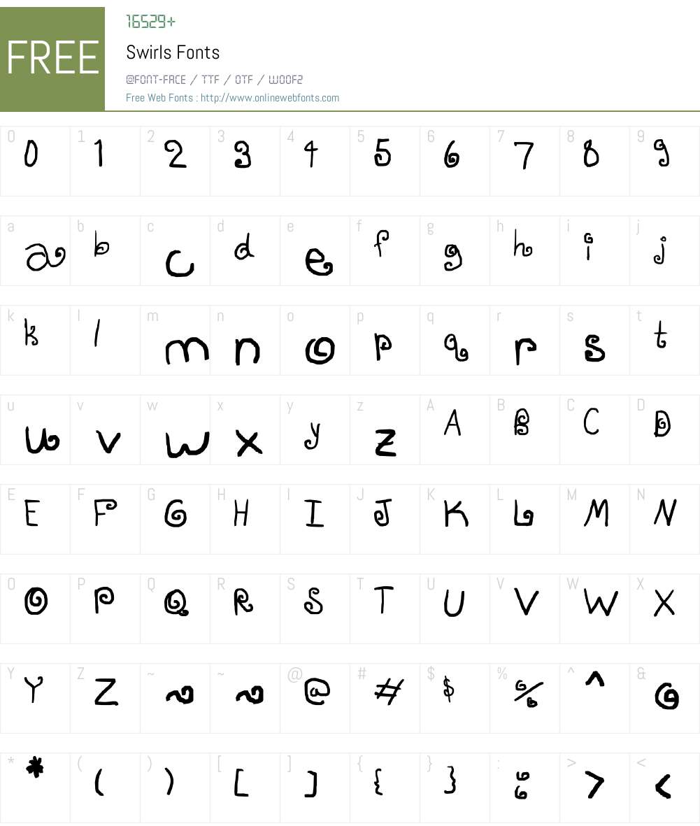 Swirls Font Screenshots
