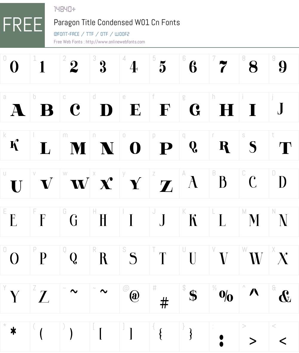 ParagonTitleCondensedW01-Cn Font Screenshots