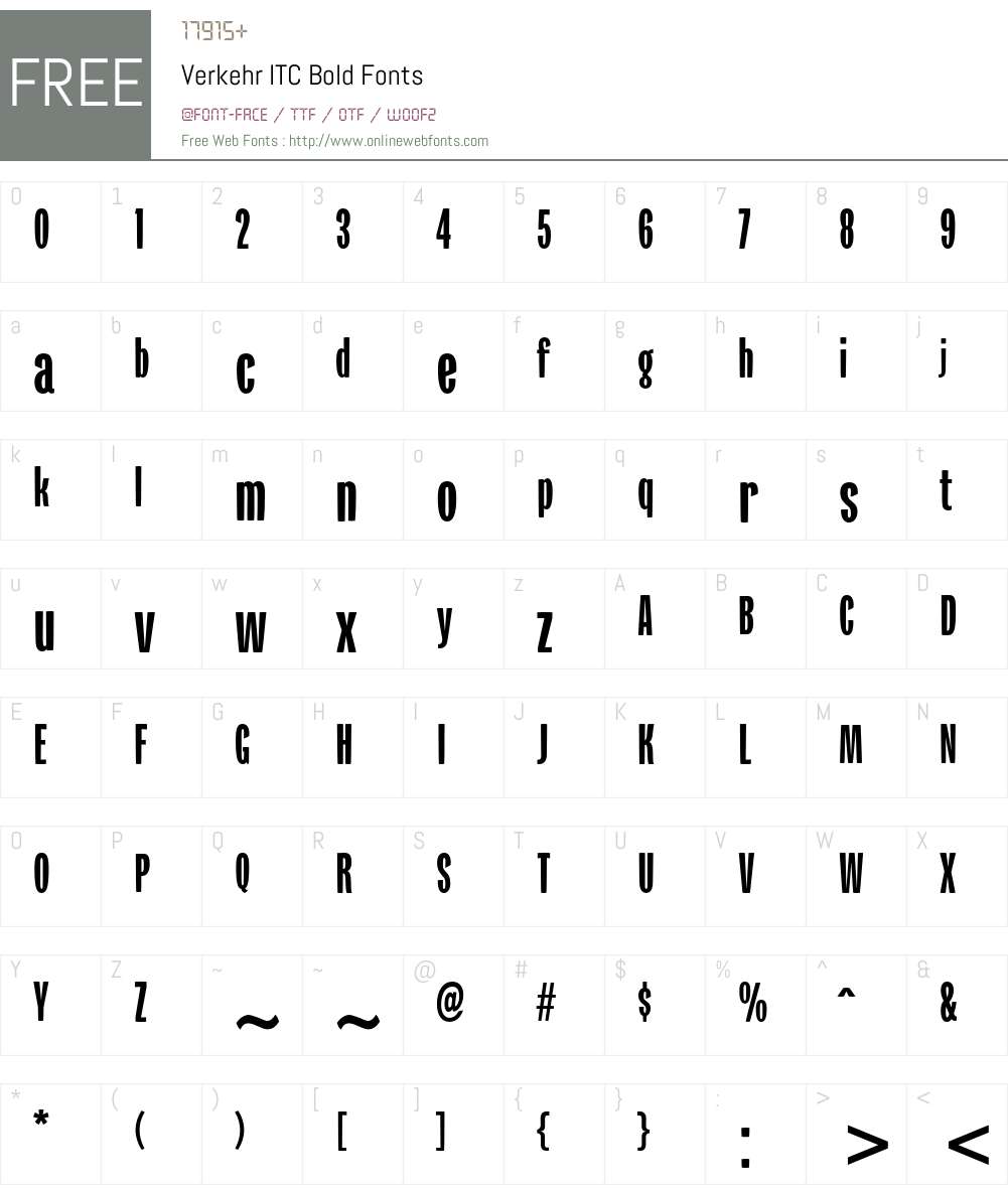 Verkehr ITC Font Screenshots
