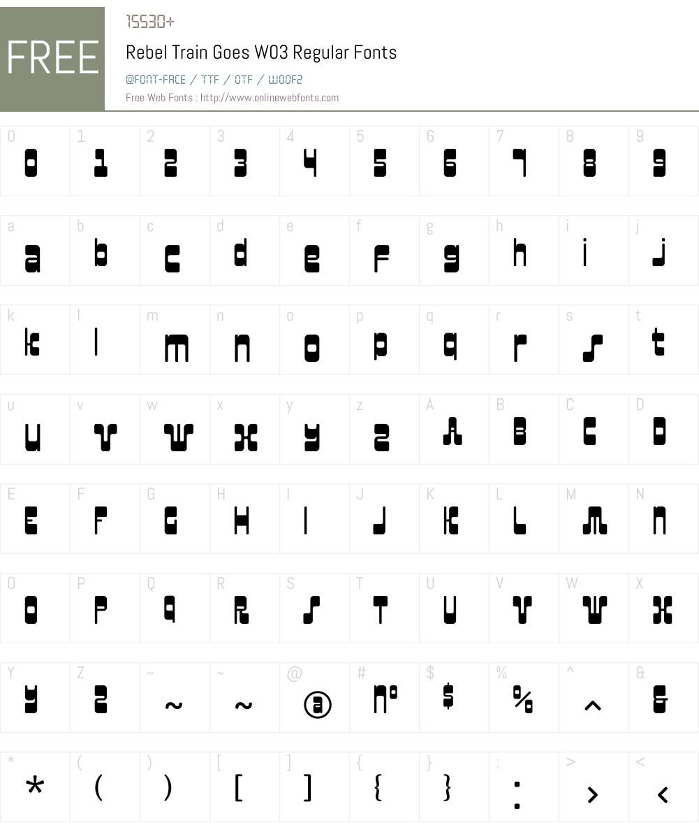 Rebel Train Goes Font Screenshots