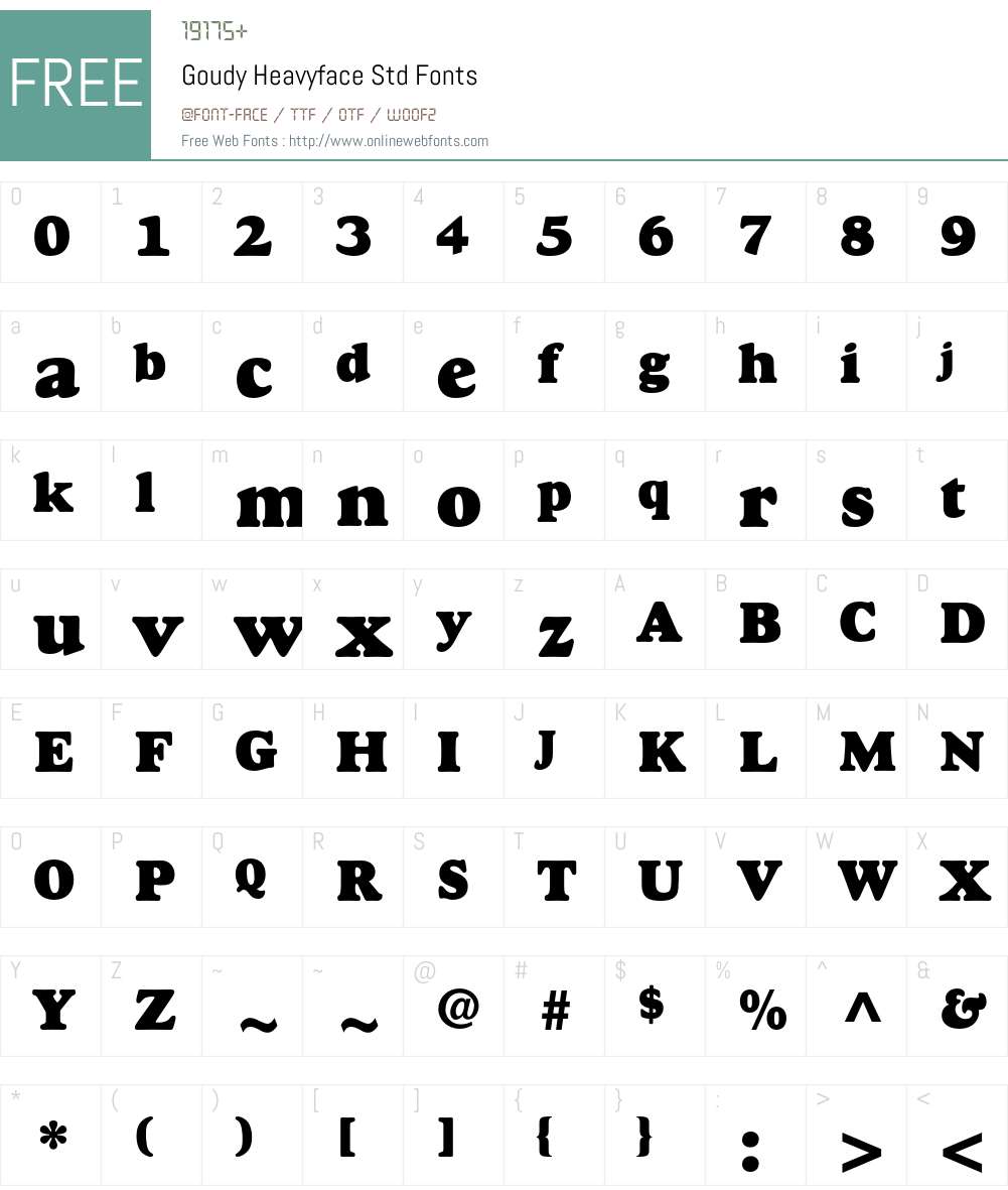 Goudy Heavyface Std Font Screenshots