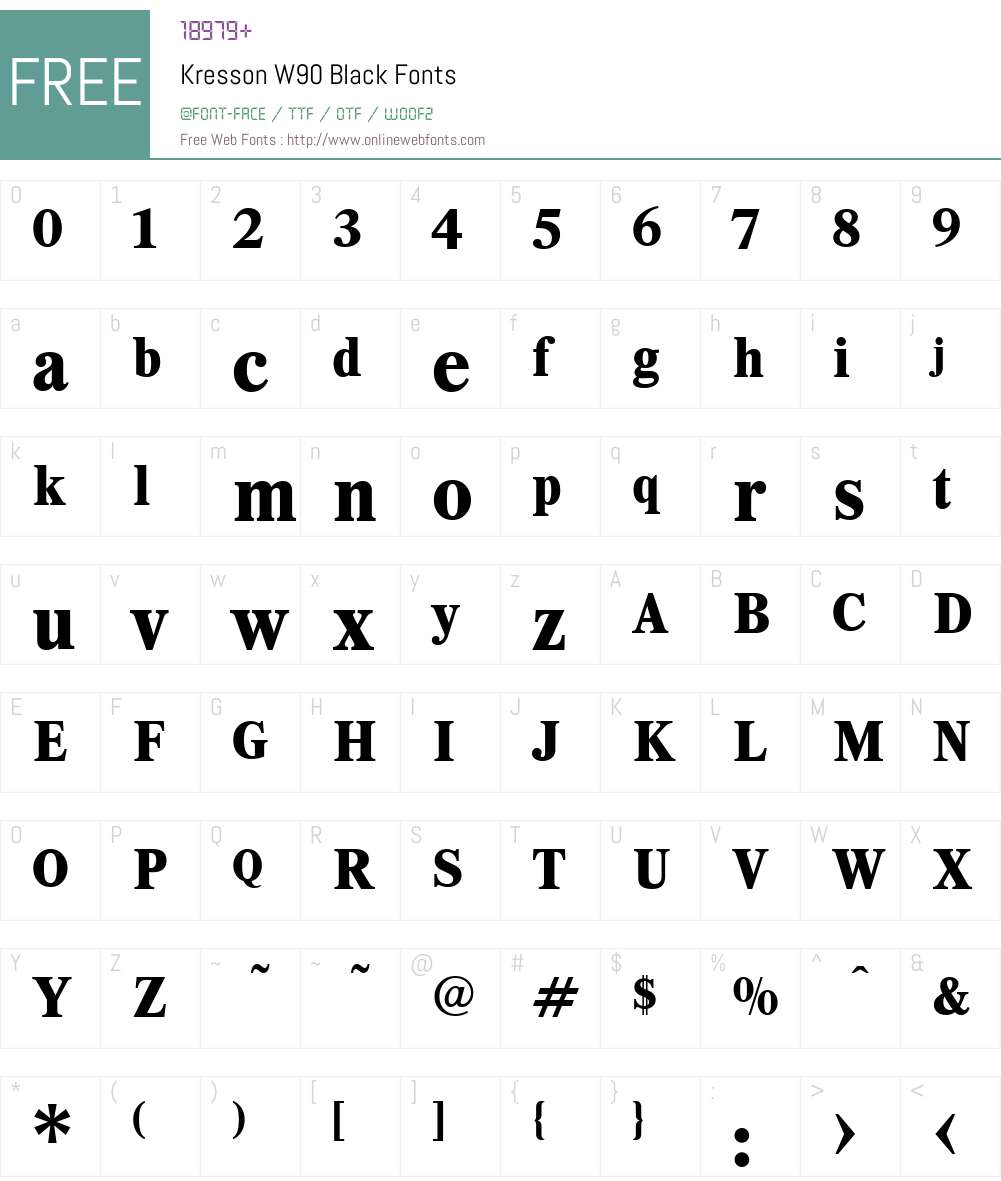 KressonW90-Black Font Screenshots