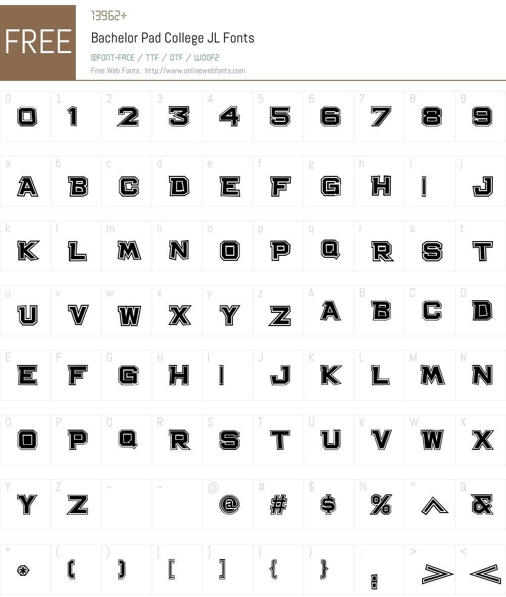 Bachelor Pad College JL Font Screenshots