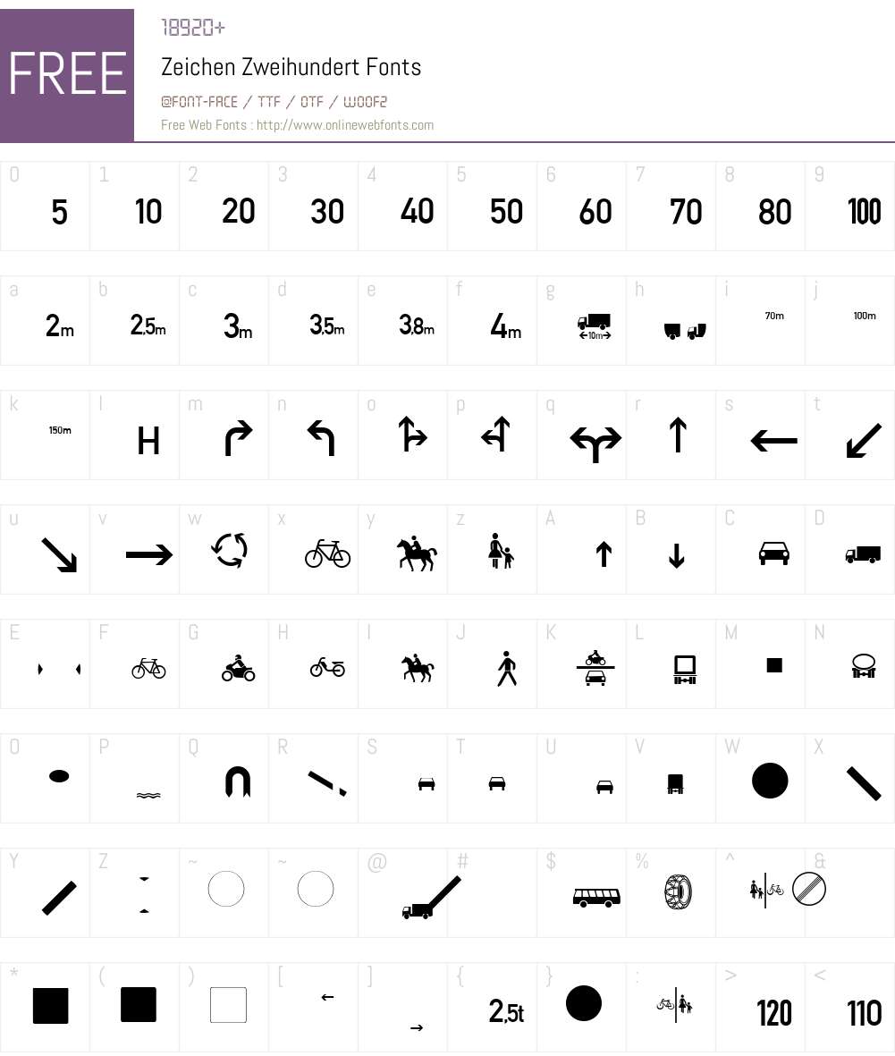 Zeichen Zweihundert Font Screenshots