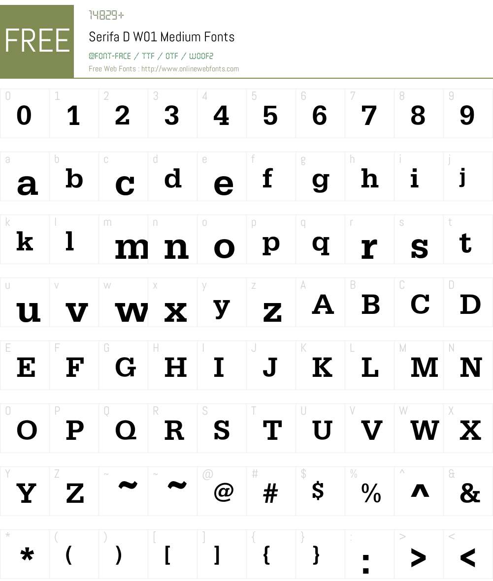 SerifaDW01-Medium Font Screenshots