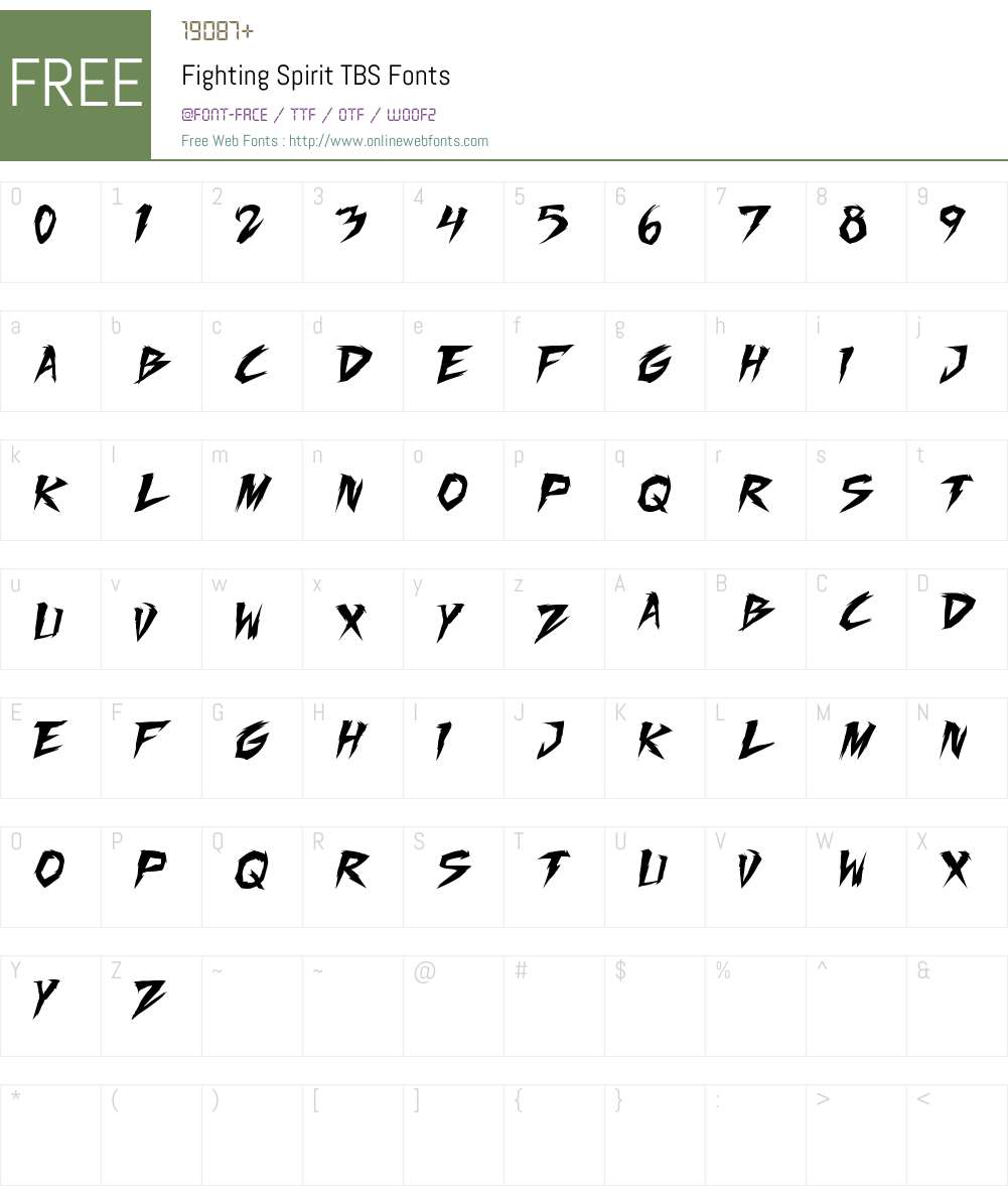 Fighting Spirit TBS Font Screenshots