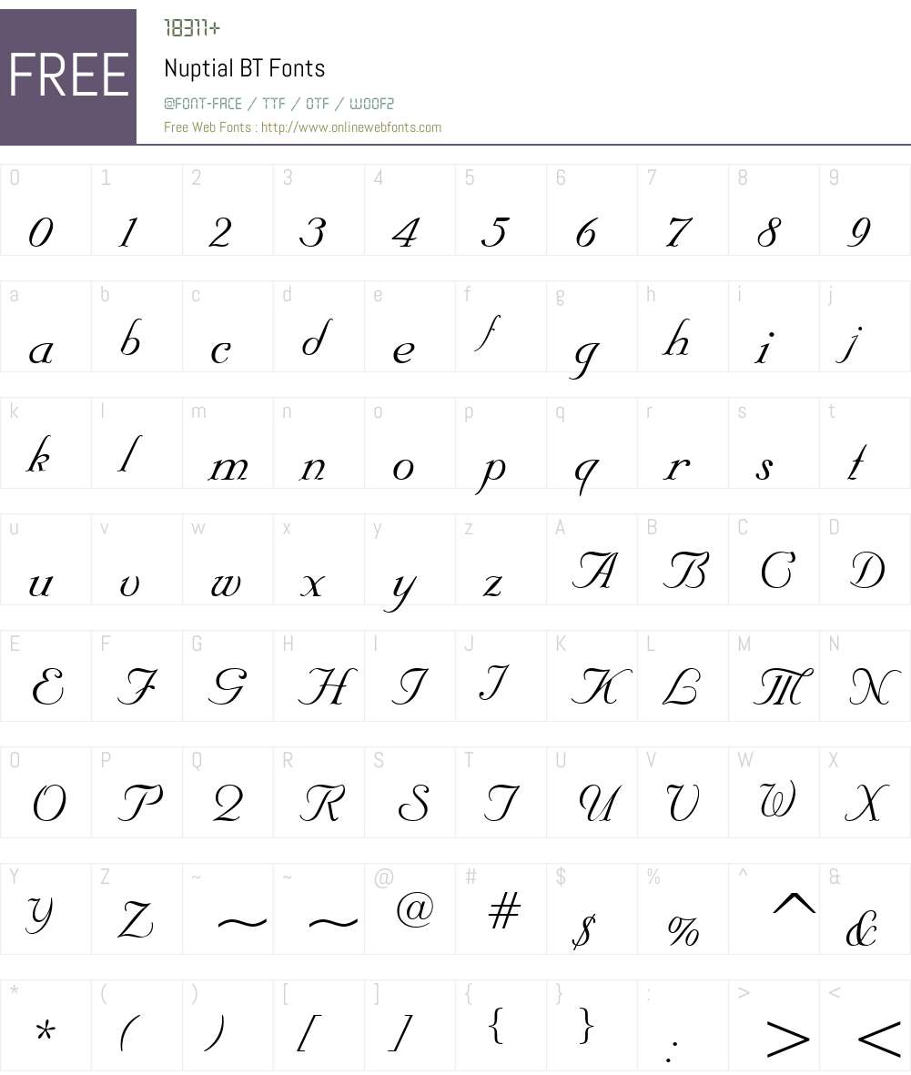 Nuptial BT Font Screenshots