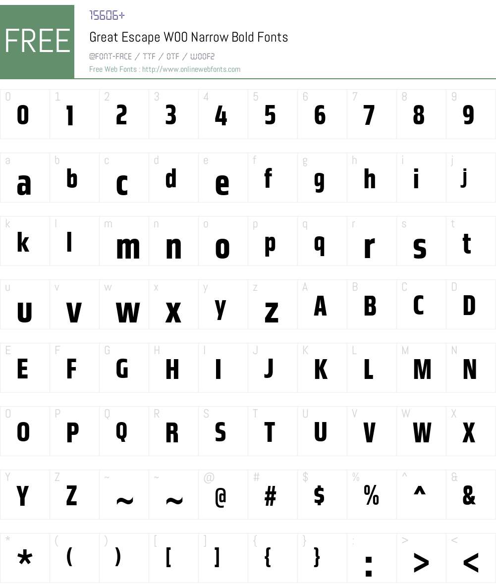 GreatEscapeW00-NarrowBold Font Screenshots