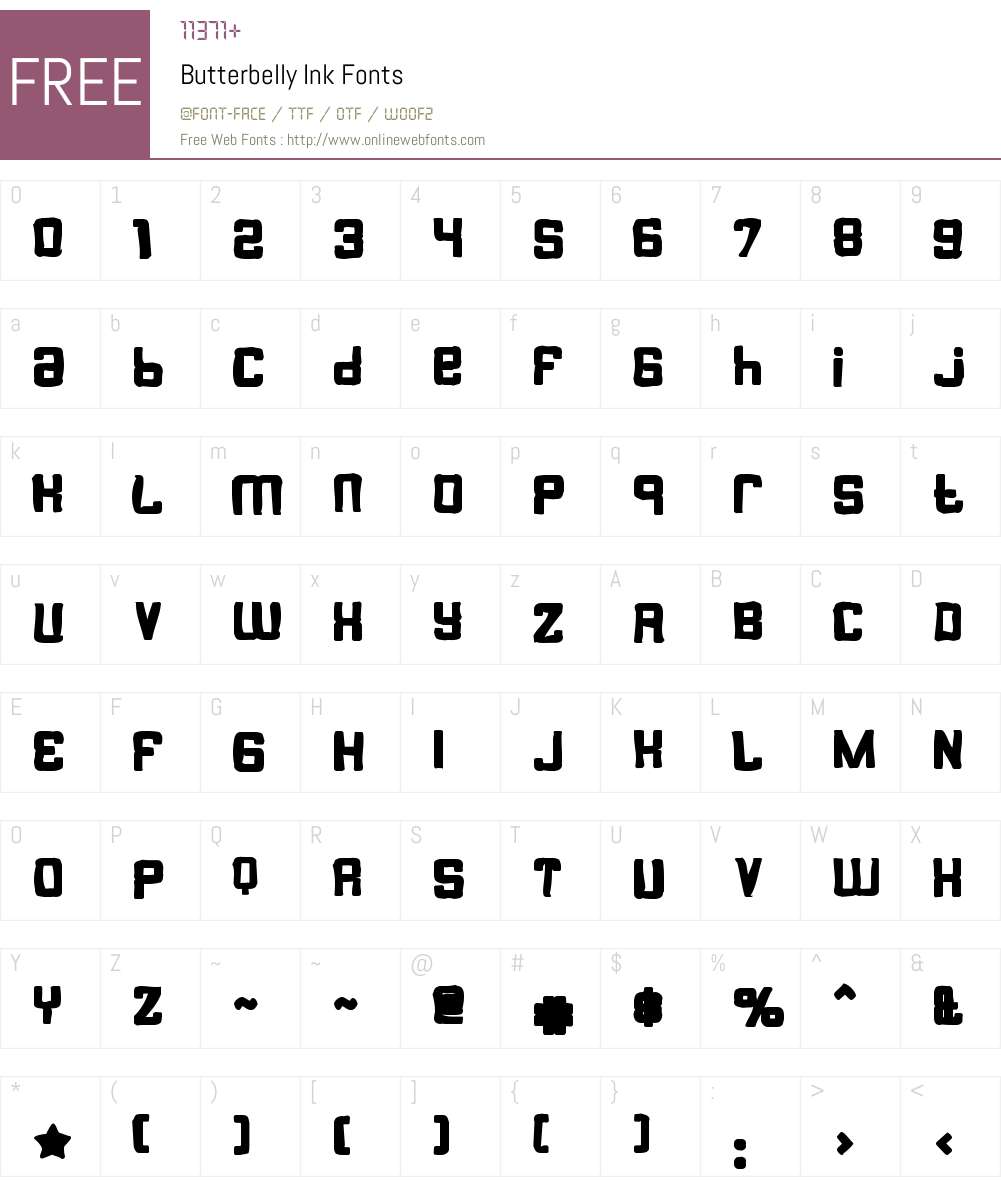 Butterbelly Ink Font Screenshots