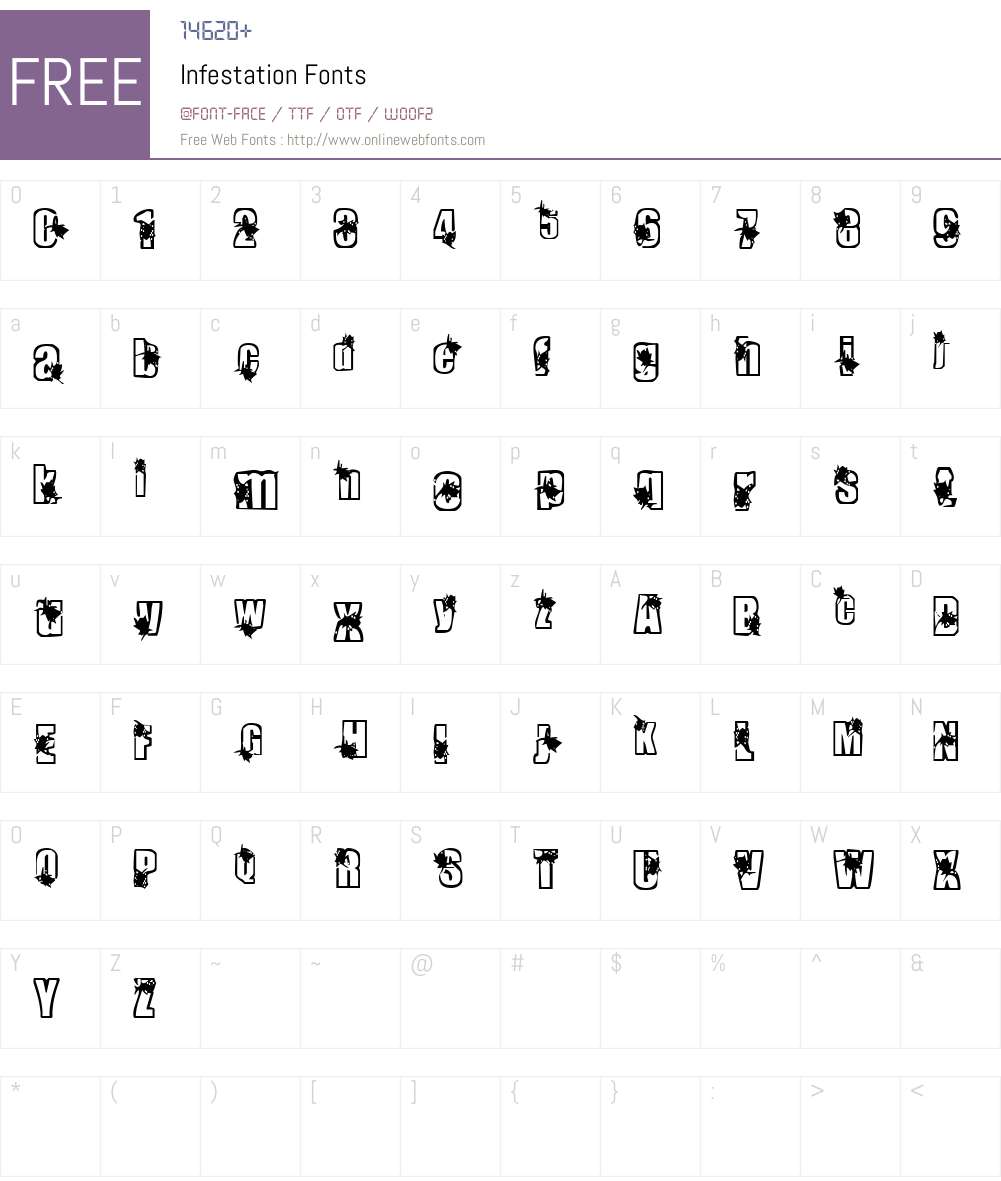 Infestation Font Screenshots