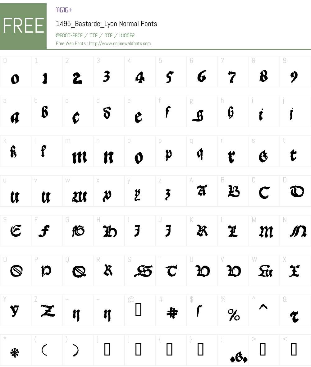 1495BastardeLyonNormal Font Screenshots