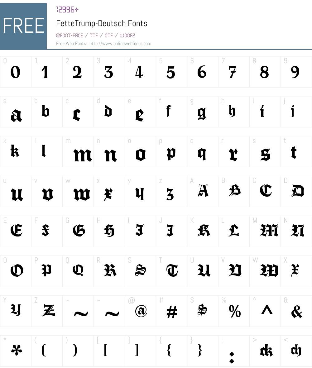 Fette Trump-Deutsch Font Screenshots