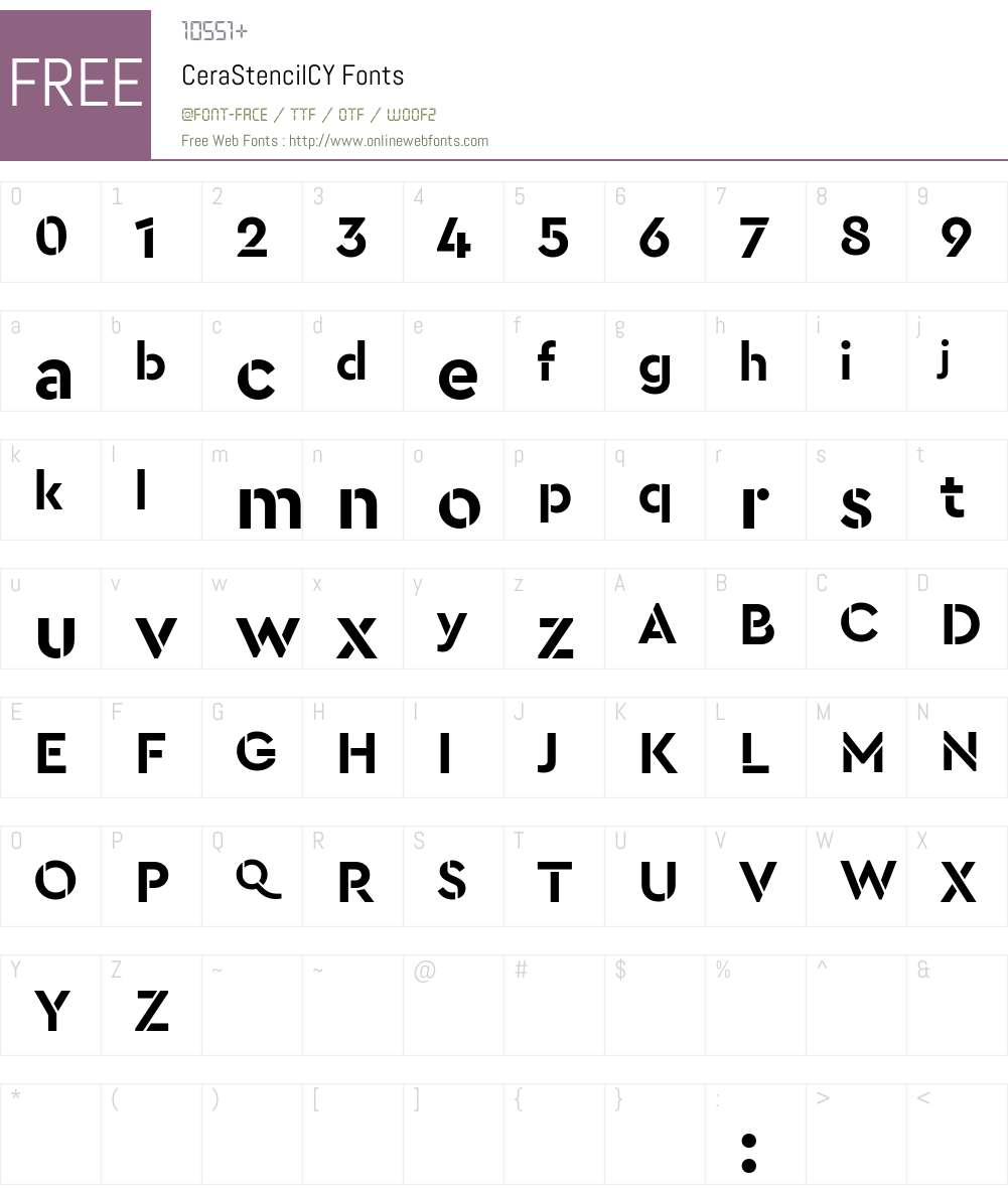 Cera Stencil CY Font Screenshots