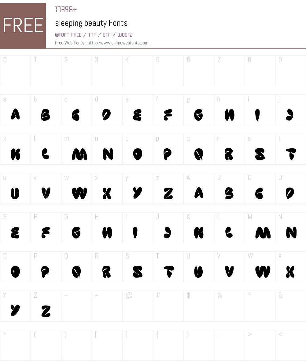 sleeping beauty Font Screenshots