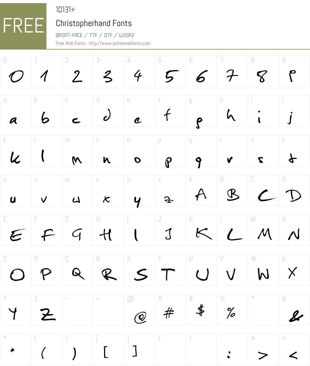 Christopherhand Font Screenshots