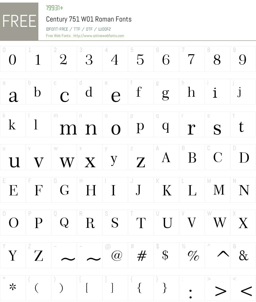Century751W01-Roman Font Screenshots