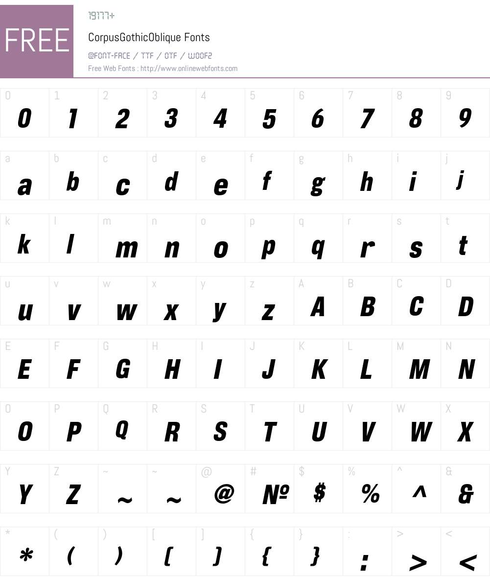 CorpusGothicOblique Font Screenshots