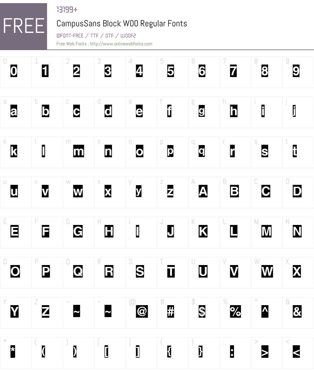 CampusSansBlockW00-Regular Font Screenshots
