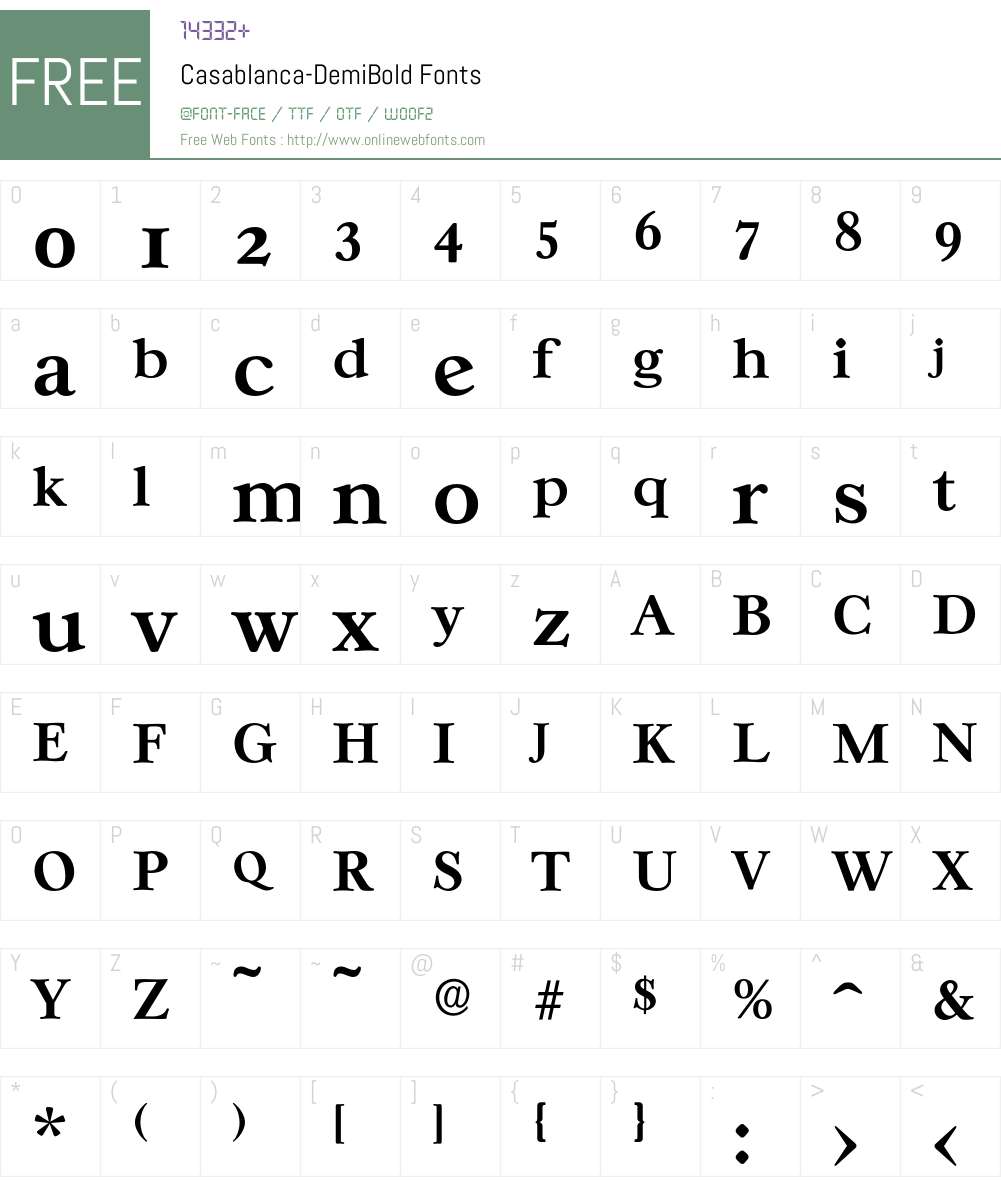 Casablanca-DemiBold Font Screenshots