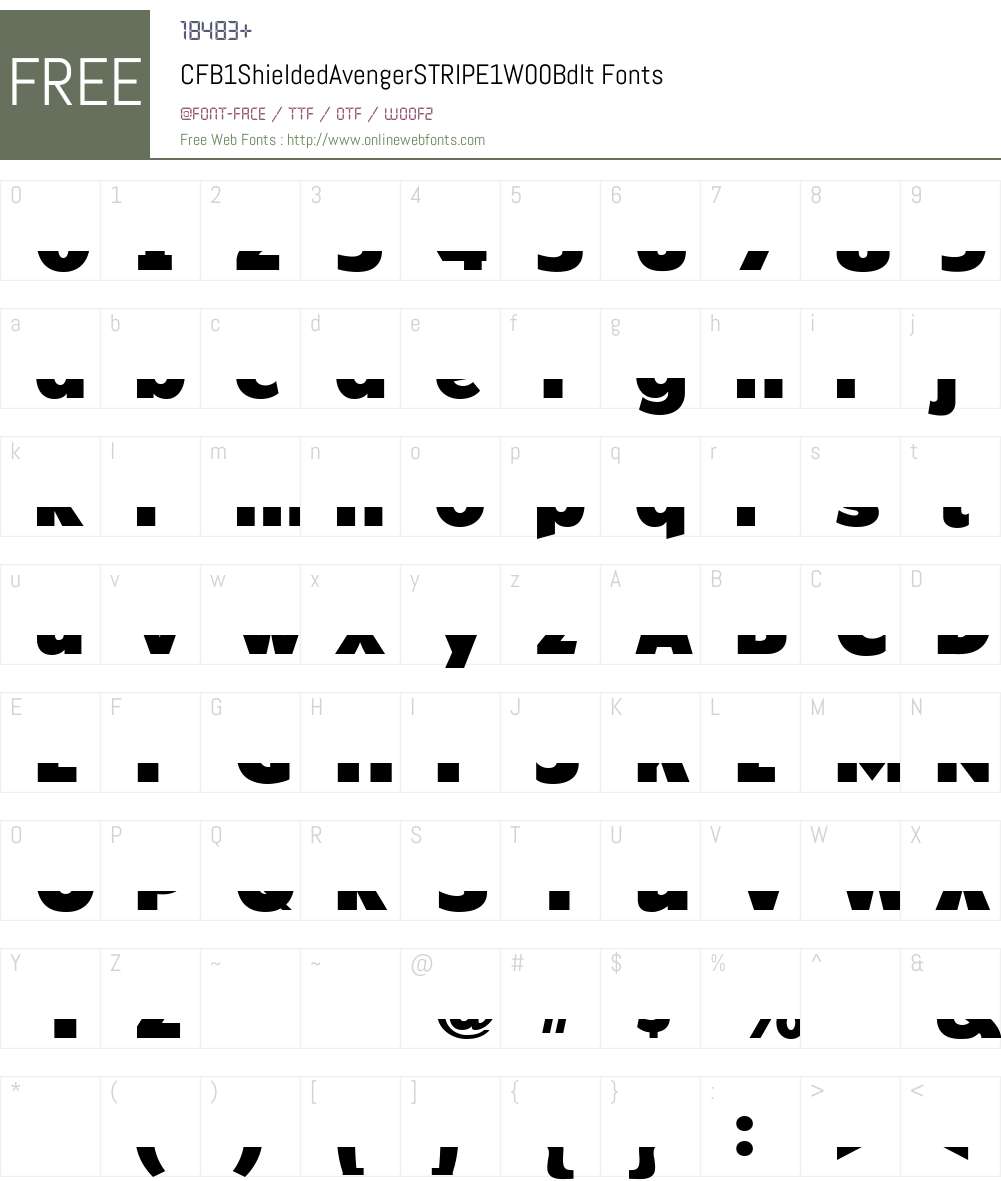 CFB1ShieldedAvengerSTRIPE1W00-BdIt Font Screenshots