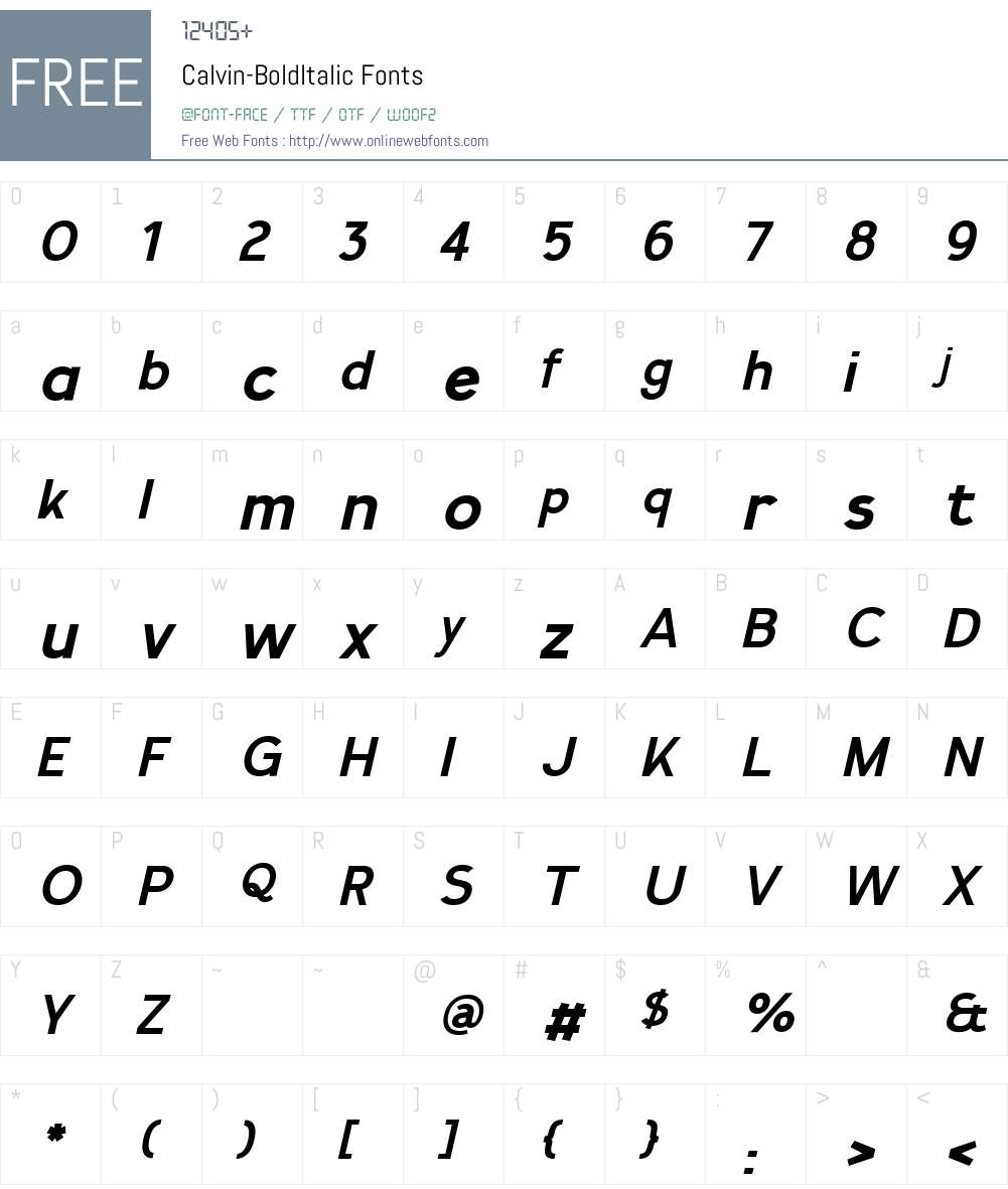 Calvin-BoldItalic Font Screenshots