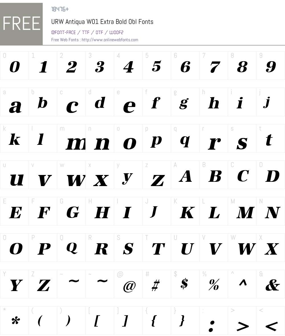 URWAntiquaW01-ExtraBoldObl Font Screenshots
