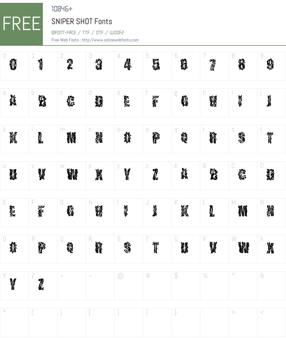 SNIPER SHOT Font Screenshots