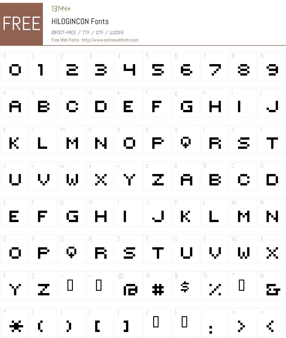 HILOGINCON Font Screenshots