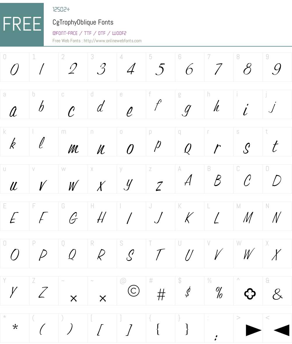 CgTrophyOblique Font Screenshots