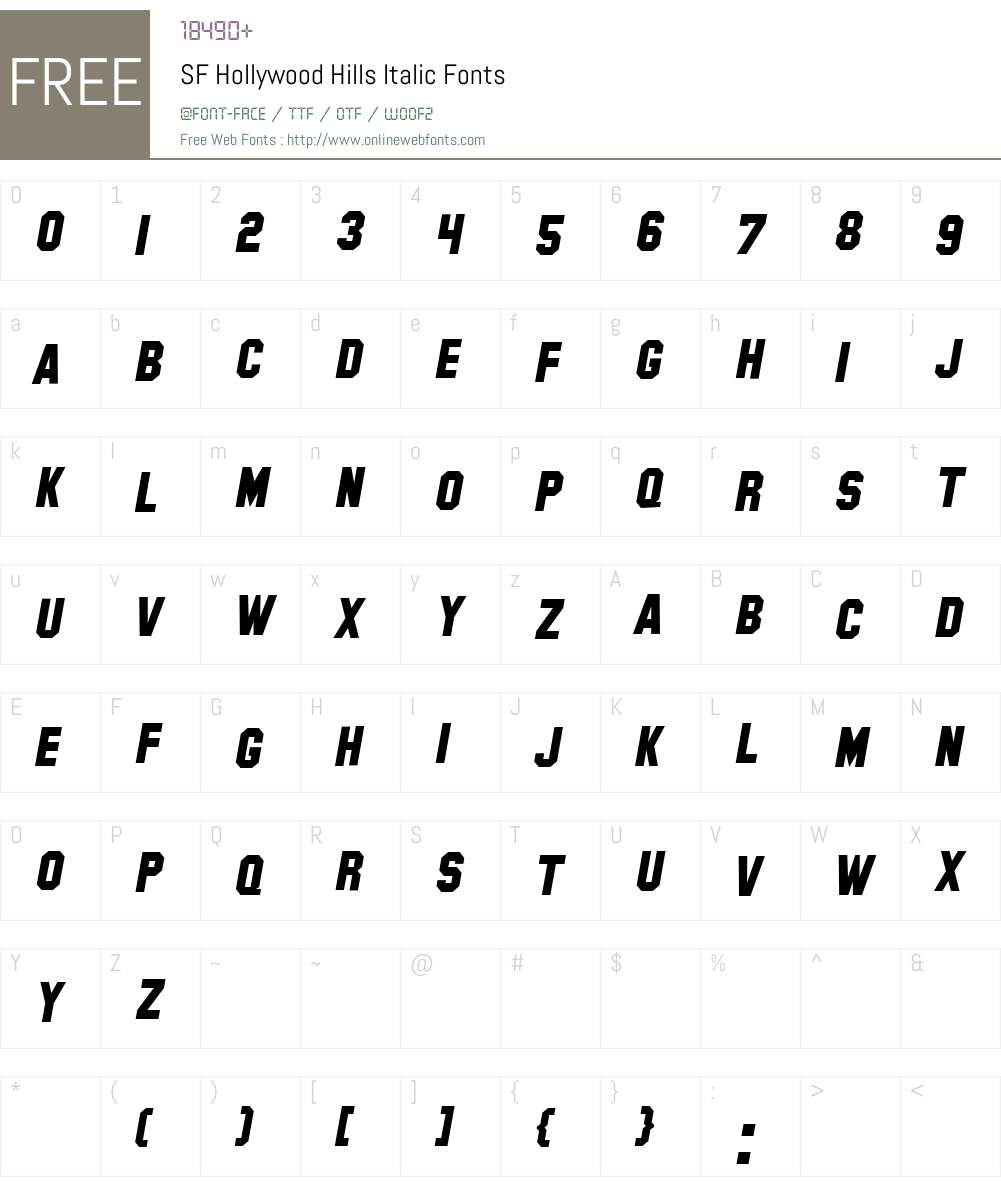 SF Hollywood Hills Font Screenshots