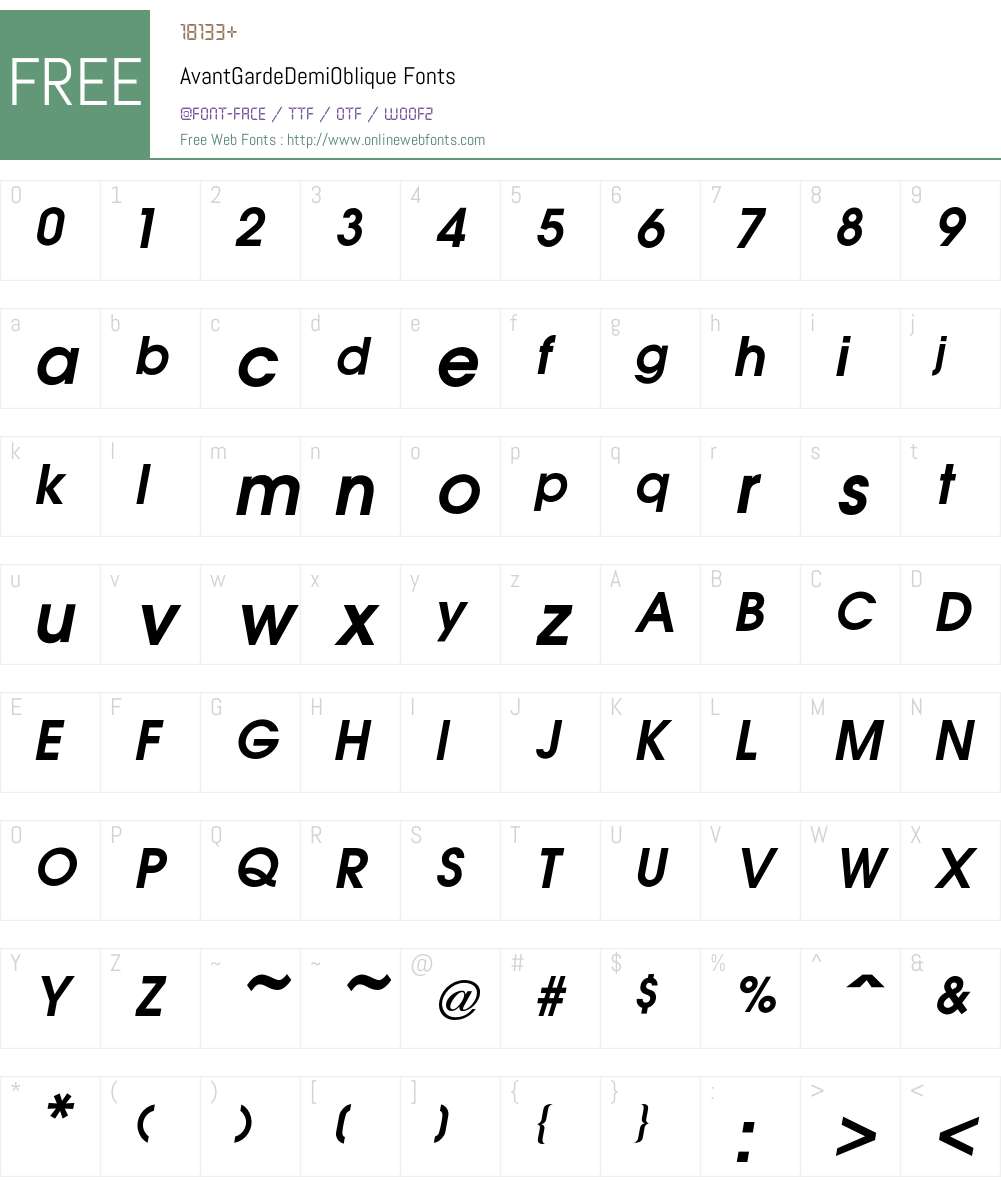 Avant Font Screenshots