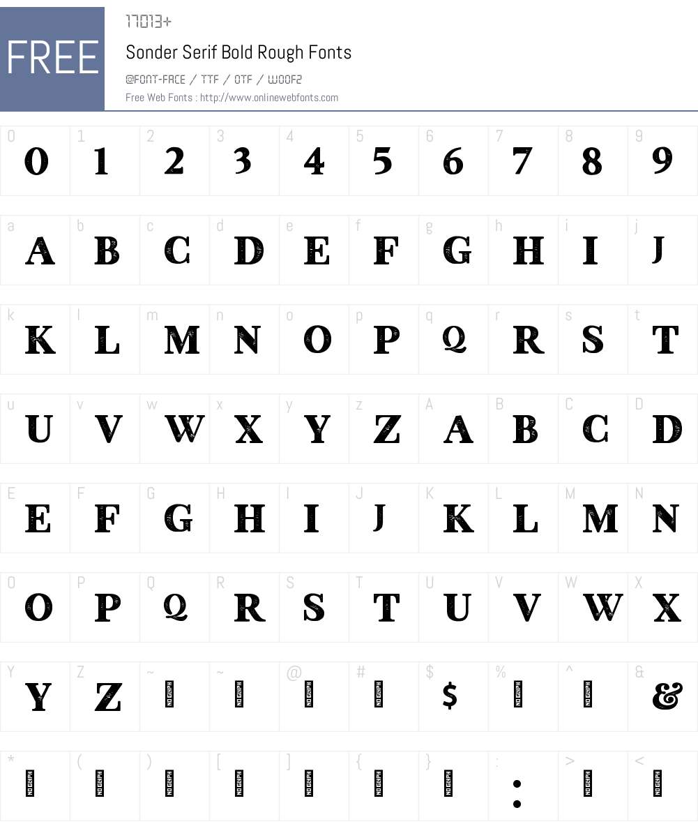 Sonder Serif Bold Rough Font Screenshots