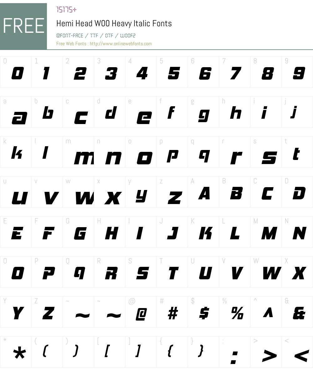 HemiHeadW00-HeavyItalic Font Screenshots