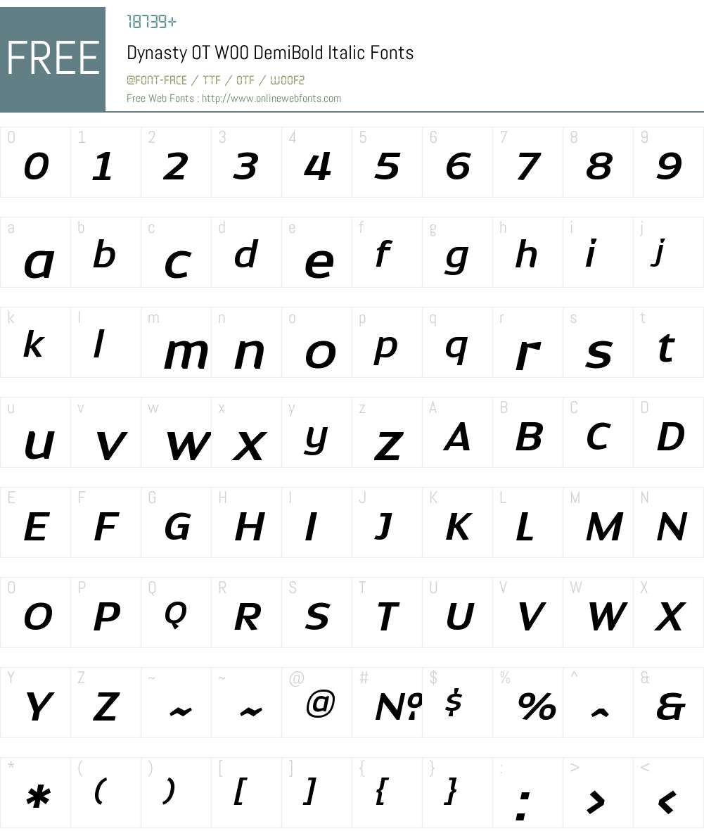 DynastyOTW00-DemiBoldItalic Font Screenshots