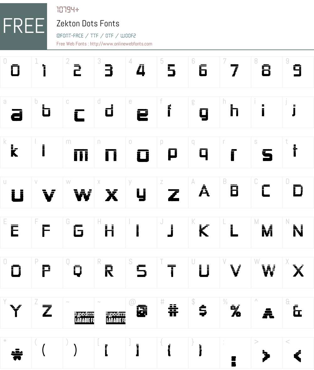 Zekton Dots Font Screenshots
