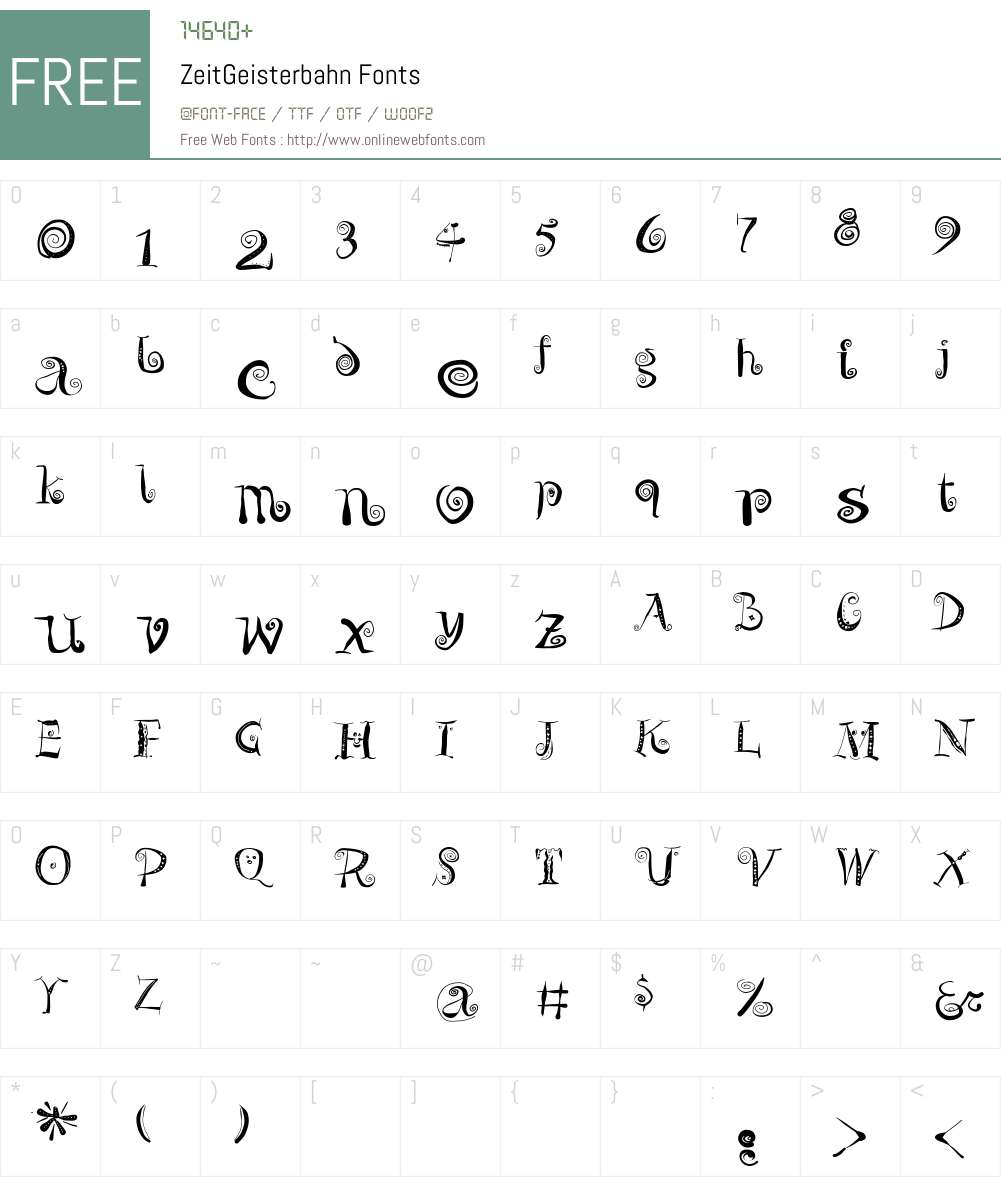 ZeitGeisterbahn Font Screenshots
