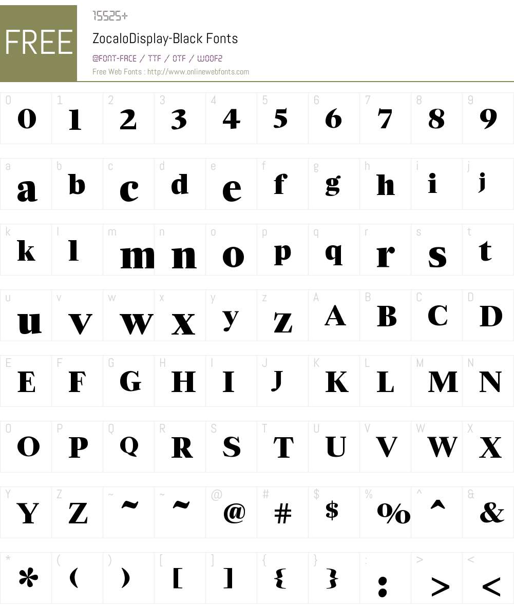 ZocaloDisplay Black Font Screenshots