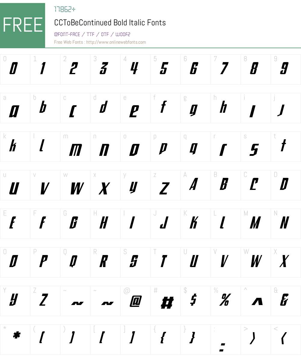 CCToBeContinued-BoldItalic Font Screenshots