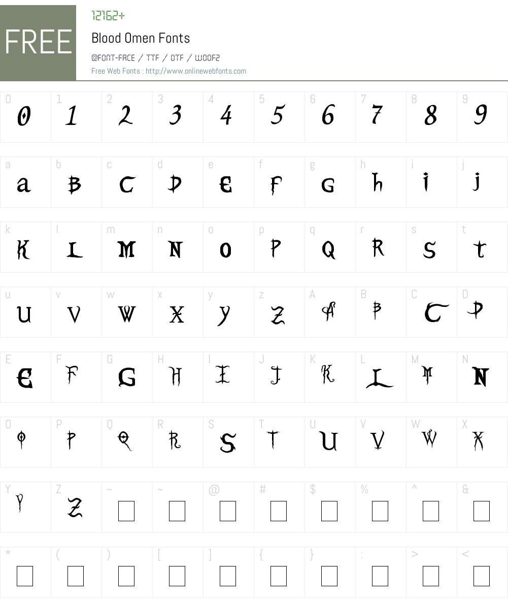 Blood Omen Font Screenshots