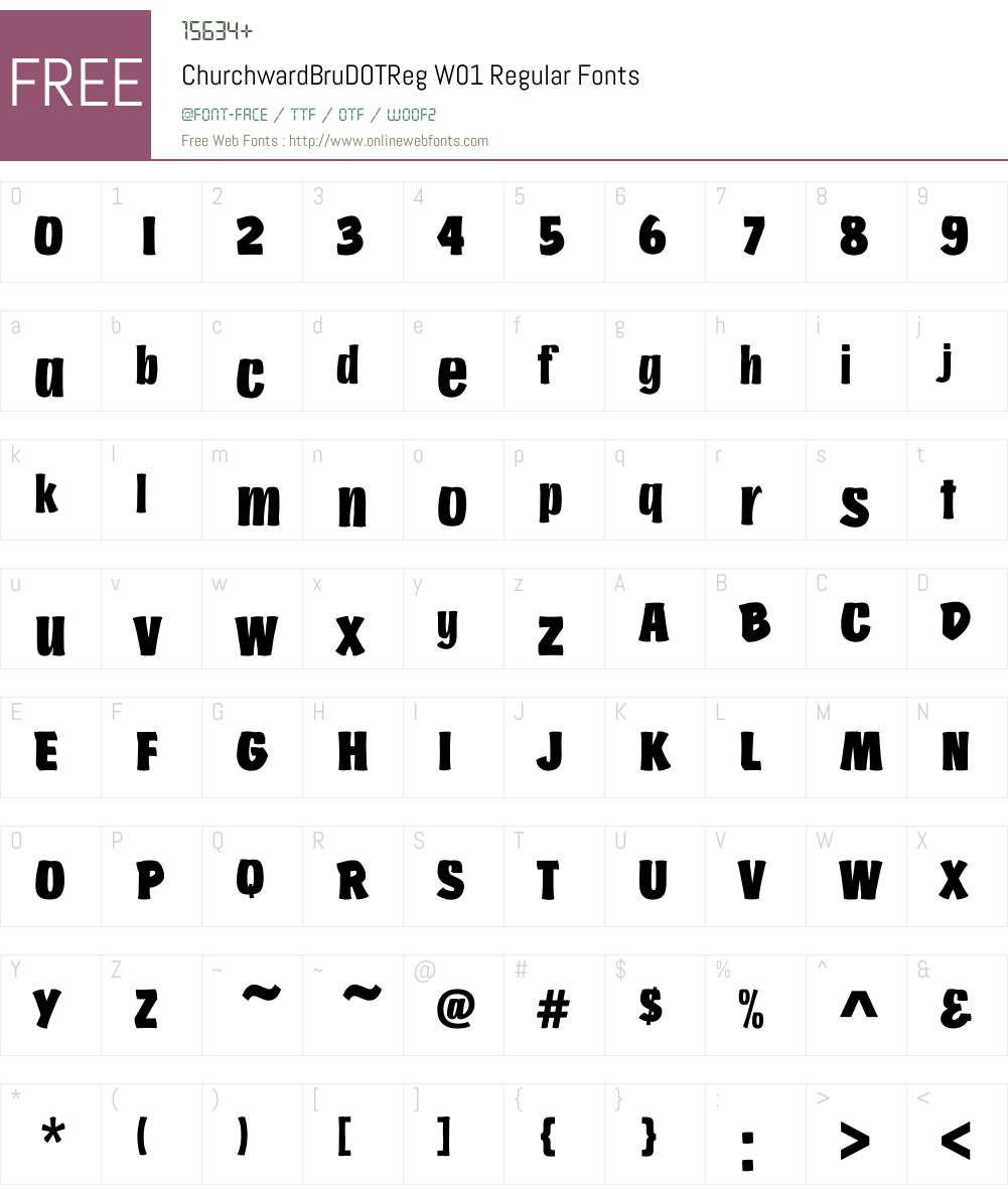 ChurchwardBruDOTRegW01-Rg Font Screenshots