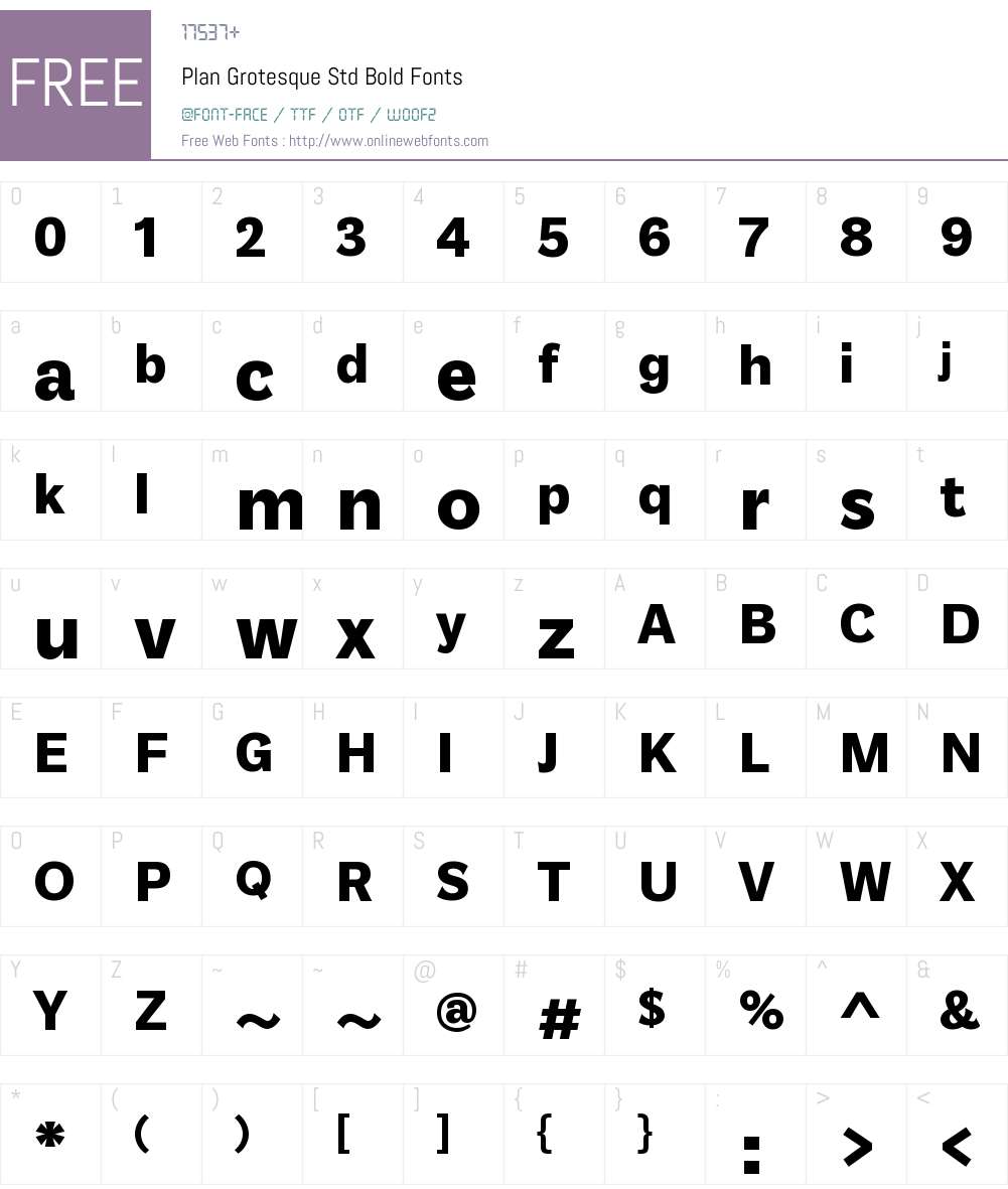 Plan Grotesque Std Bold Font Screenshots