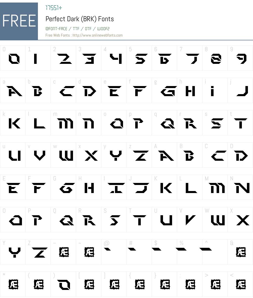 Perfect Dark (BRK) 1.40 Fonts Free Download - OnlineWebFonts.COM