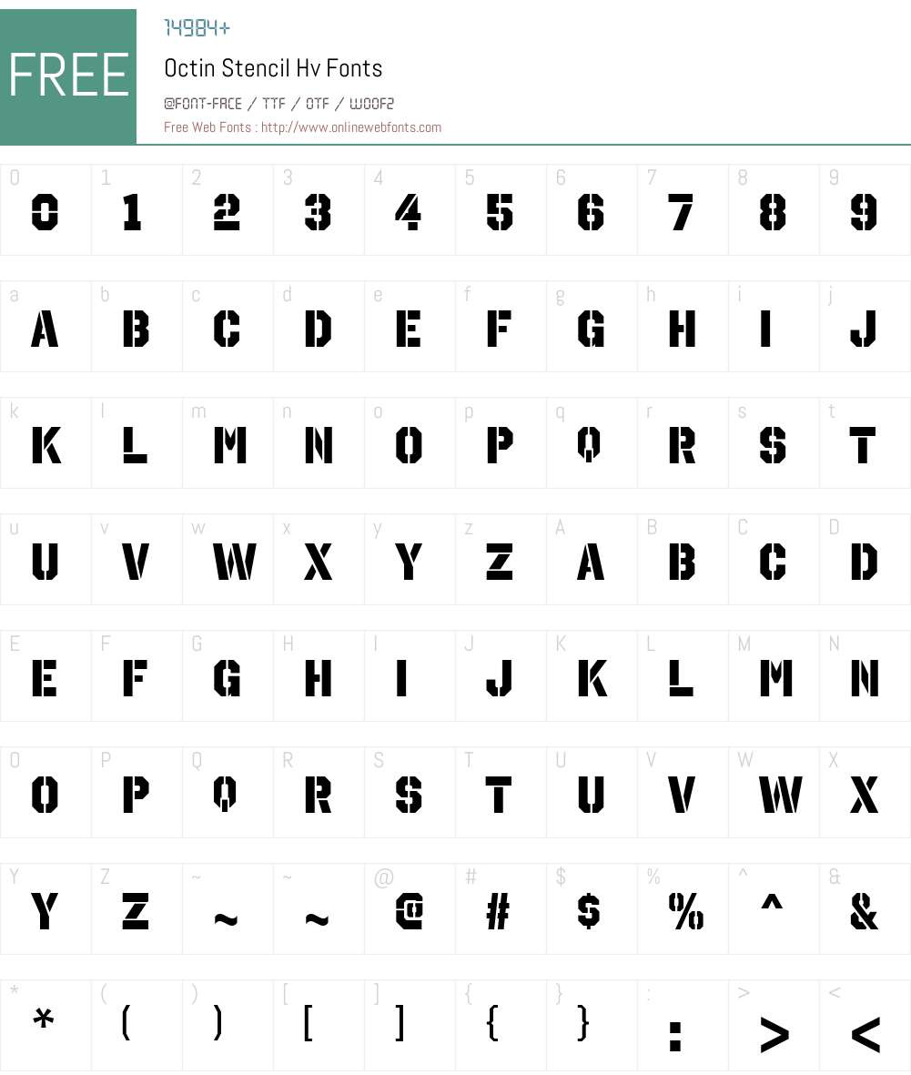 Octin Stencil Font Screenshots