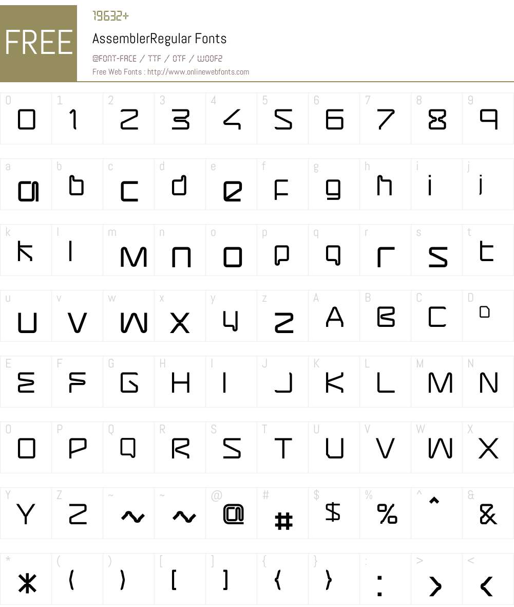 AssemblerRegular Font Screenshots