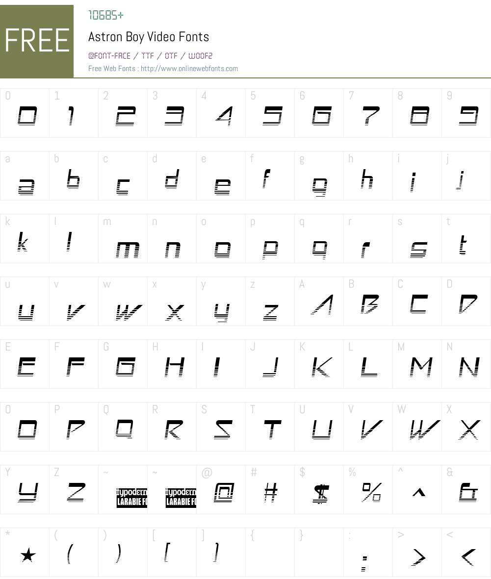 Astron Boy Video Font Screenshots
