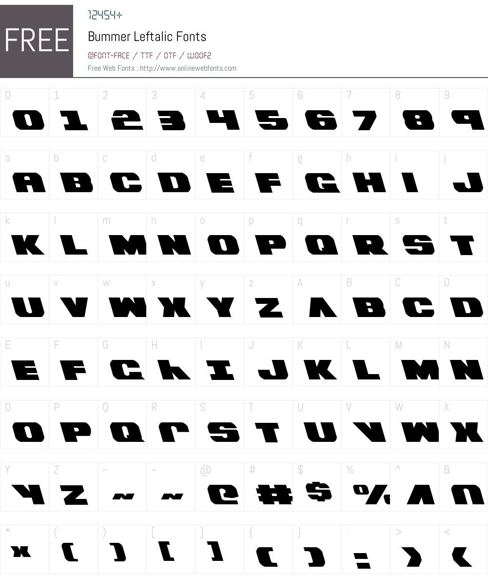 Bummer Leftalic Font Screenshots