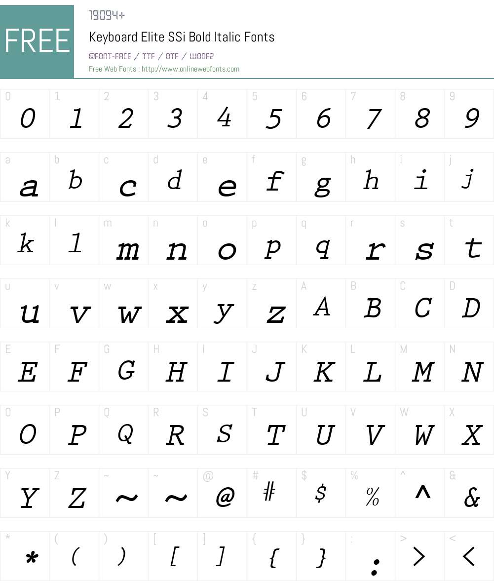 Keyboard Elite SSi Font Screenshots
