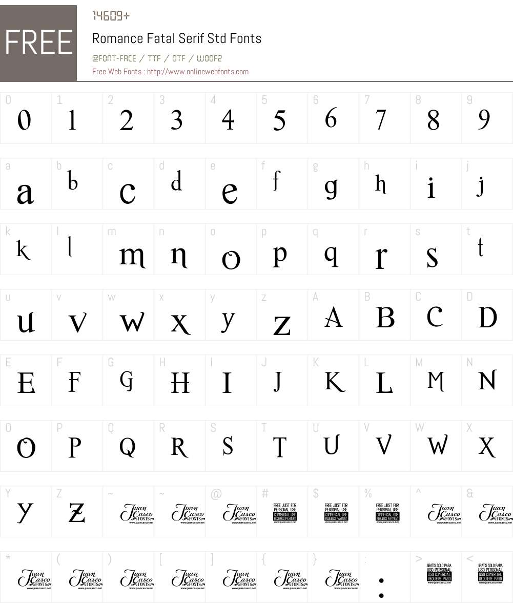 Romance Fatal Serif Std Font Screenshots